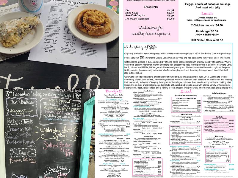 GG’s Cafe Menu