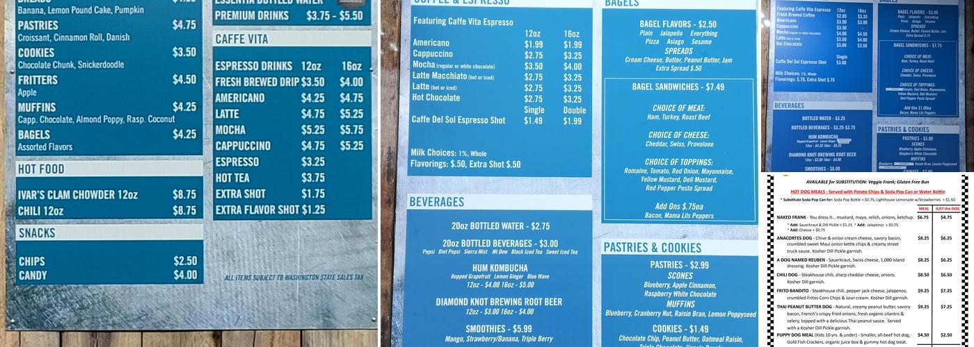 Dockside Menu