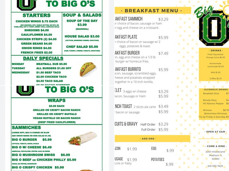 Big O's Menu