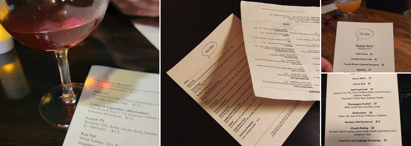 Old Hat Bar Menu