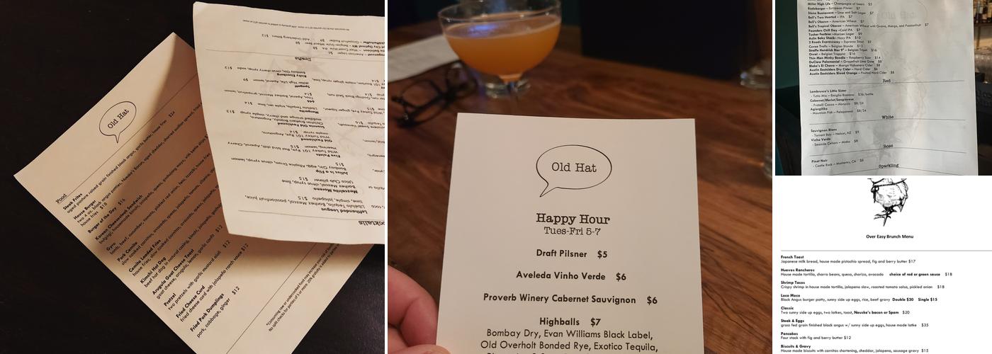 Old Hat Bar Menu