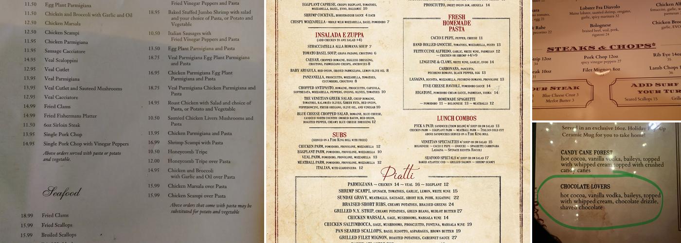 The Venetian Menu