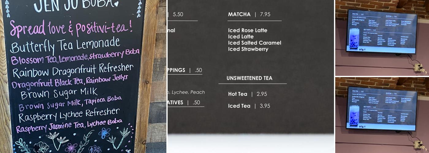 Jen Ju Boba Tea Menu