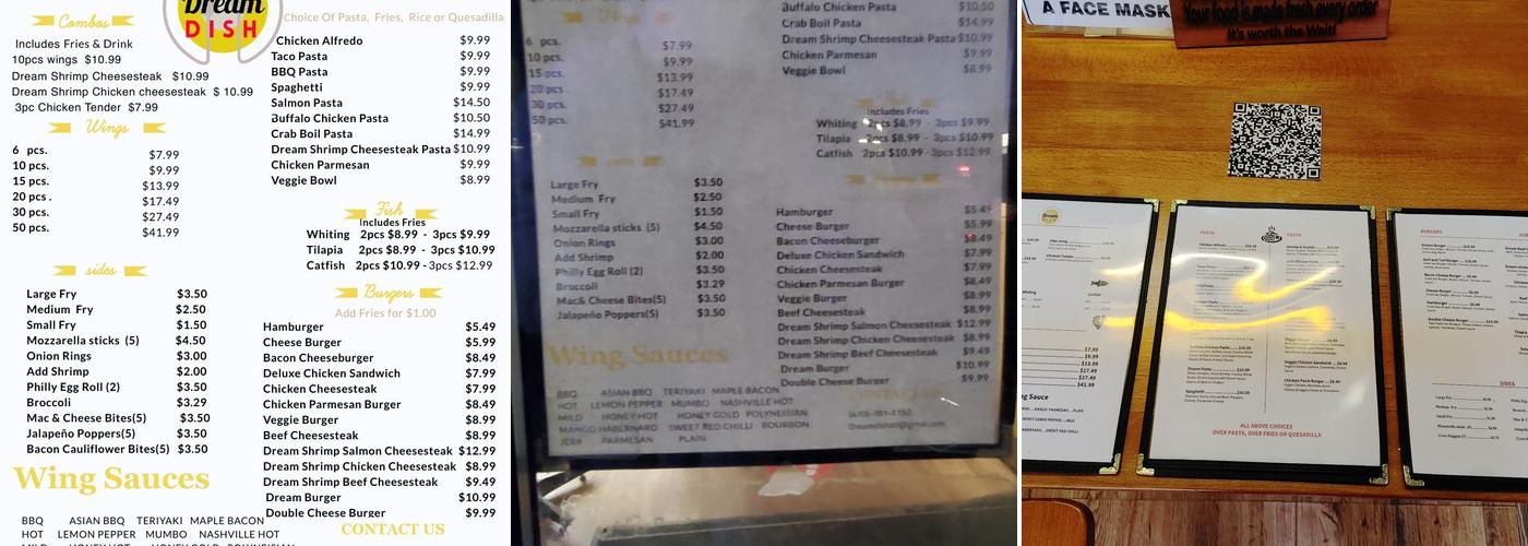 Dream Dish Menu