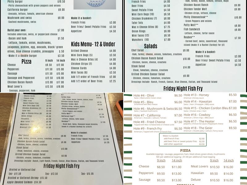 The Greens Bar & Restaurant /River Run Golf Course Menu