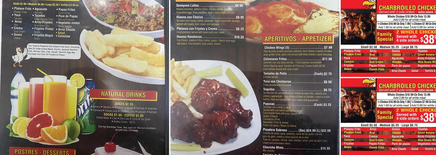 Pollo Sabroso Menu