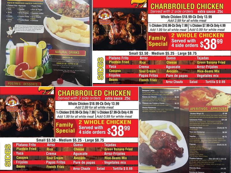Pollo Sabroso Menu