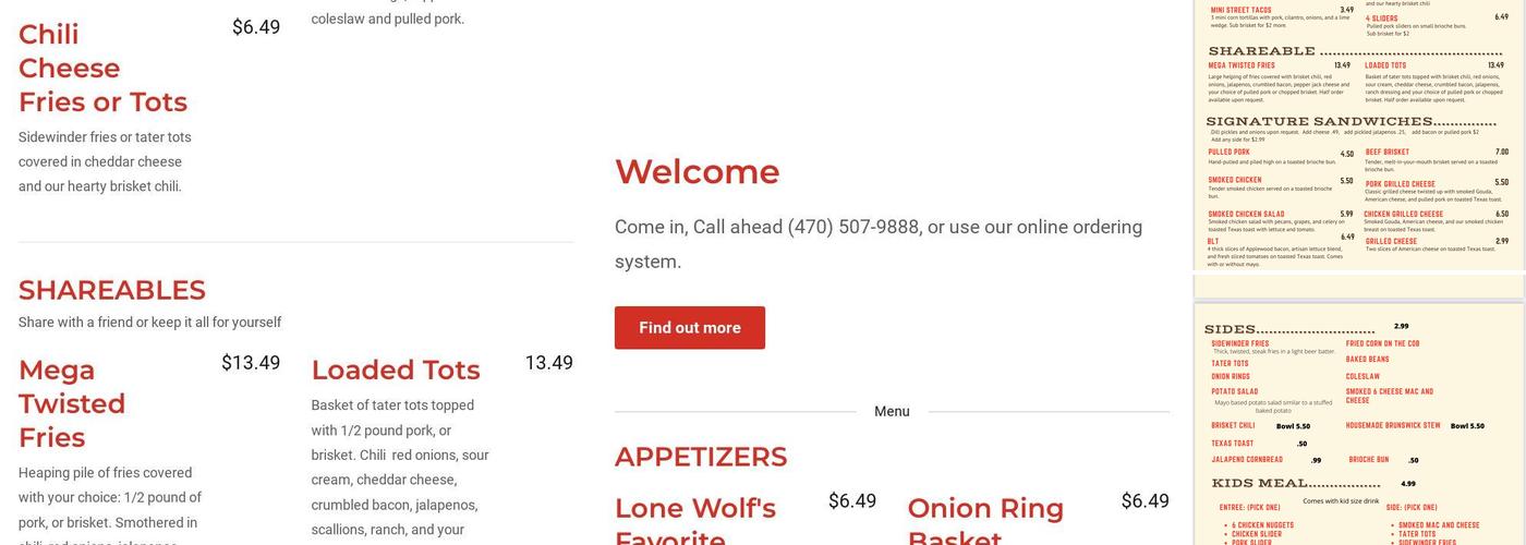 Twisted Steel Barbeque: Menu