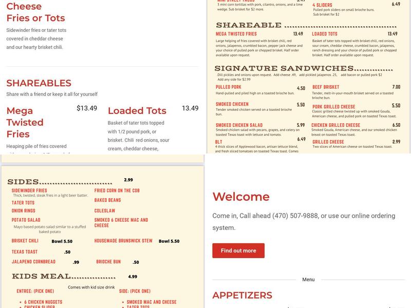 Twisted Steel Barbeque: Menu