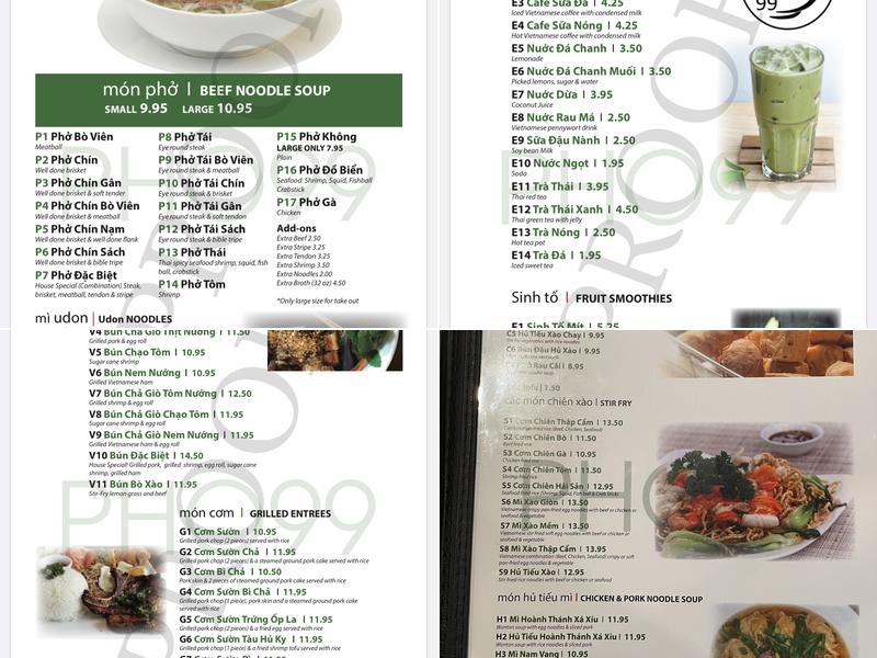 Pho 99 Menu