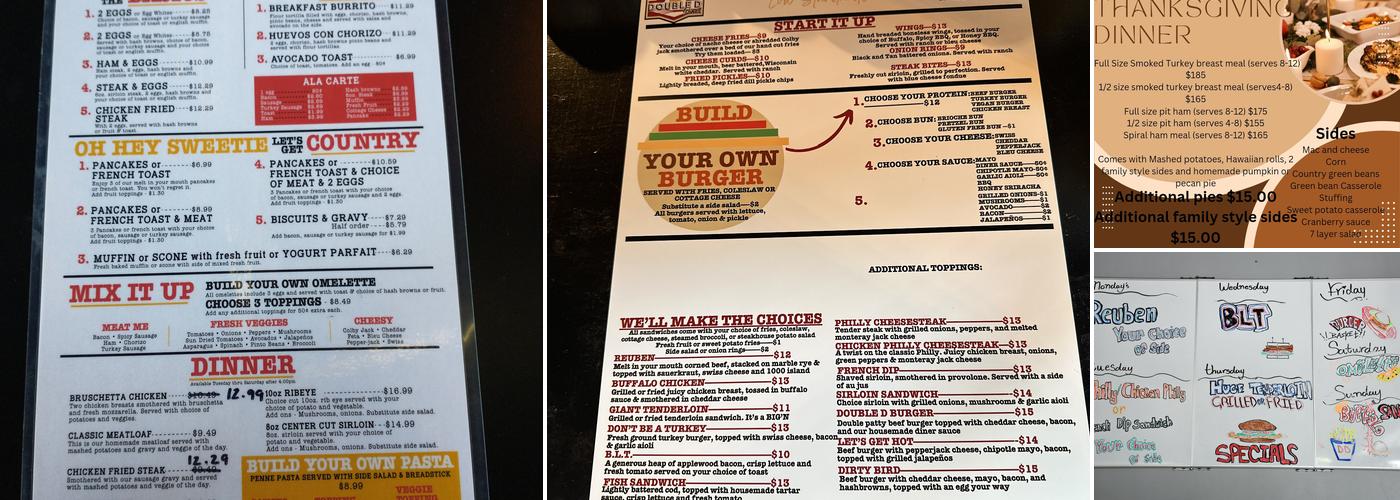 Double D Diner Menu