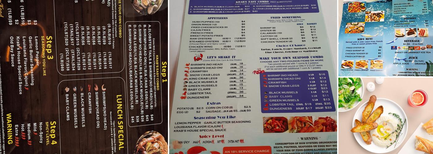 Captain Krab Cajun Seafood & Boil Menu