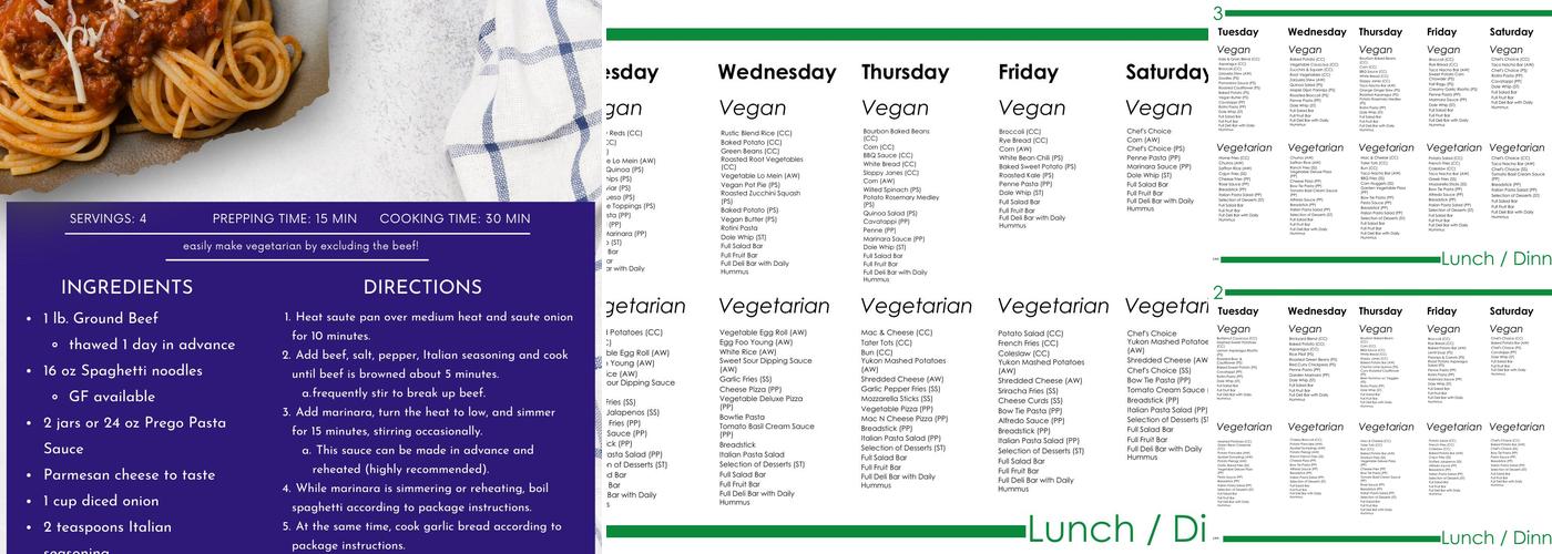 UWSP Upper Dining Hall Menu