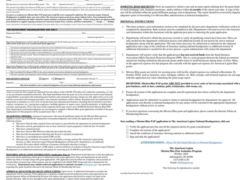 American Legion Menu