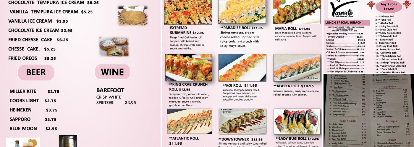 YAMATO STEAK HOUSE OF JAPAN Menu