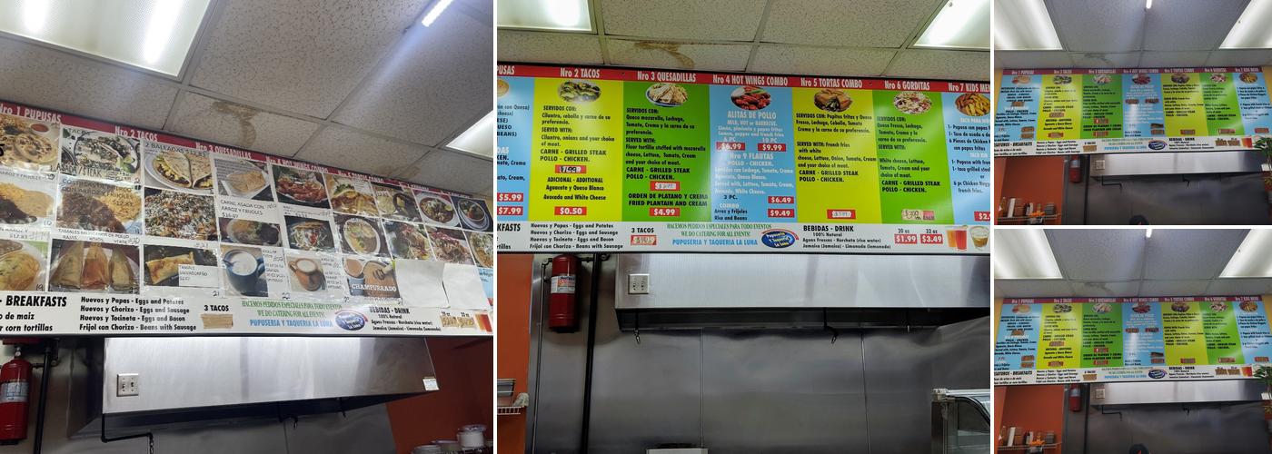 Pupuseria y Taqueria La Luna Menu