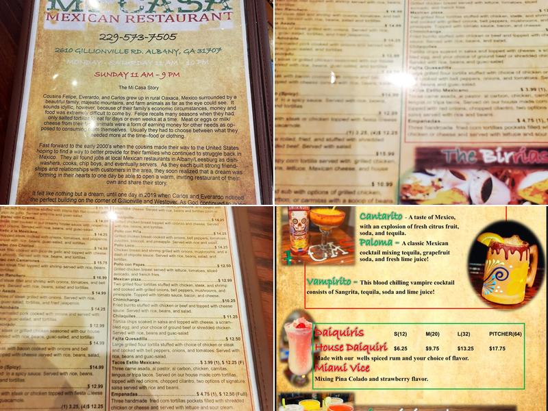 Mi Casa Mexican Restaurant Menu