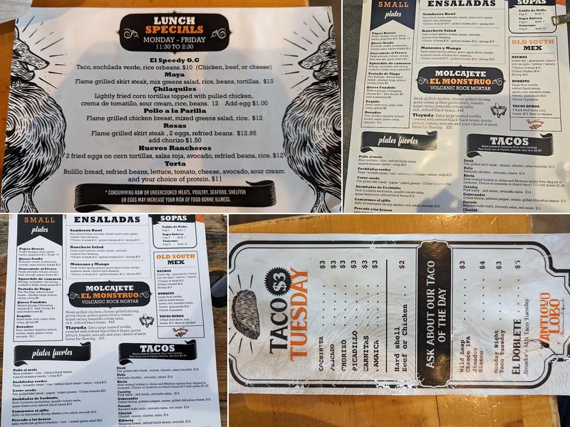 Antiguo Lobo Menu