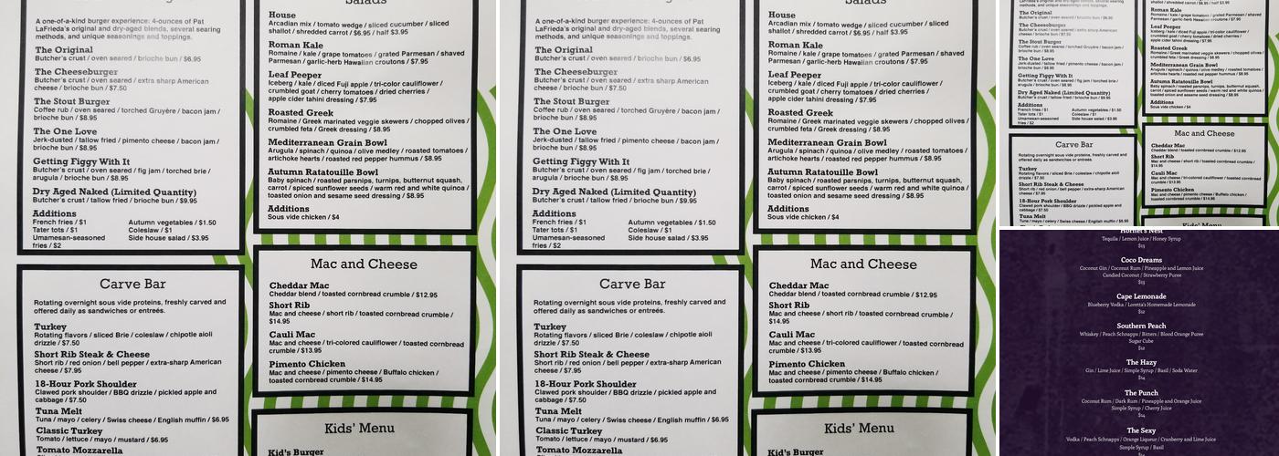 Sousviderie Menu