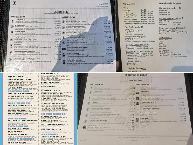 Gulfport Brewery + Eatery Menu