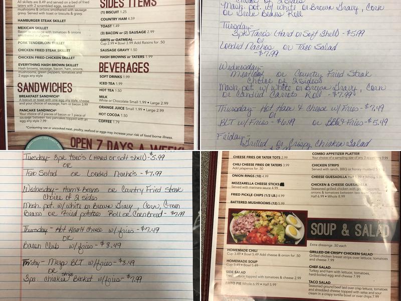 T&J's Corner Cafe Menu