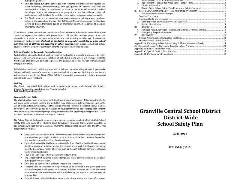 Granville High School Menu