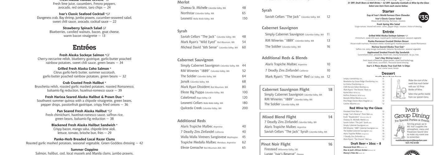 Ivar's Mukilteo Landing Menu