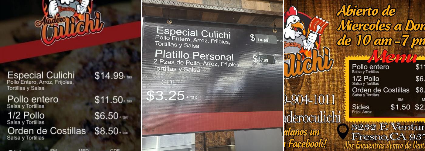 Asadero Culichi Menu