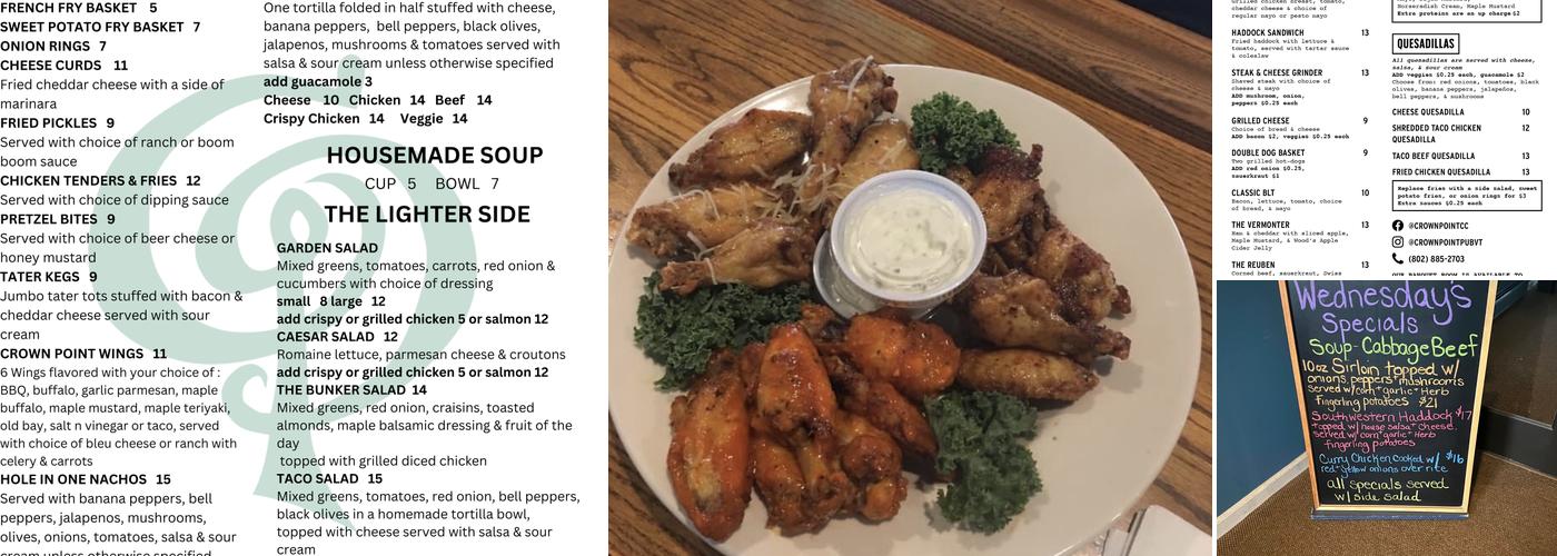 Crown Point Pub Menu