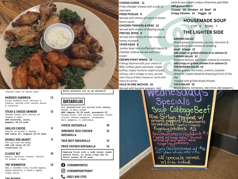 Crown Point Pub Menu