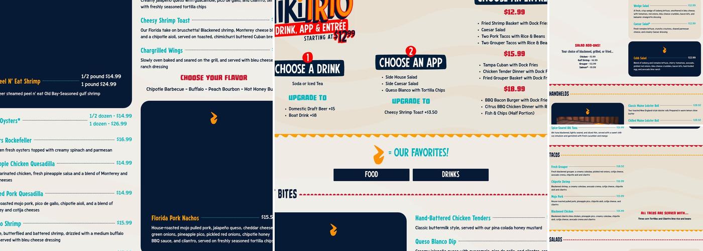 Tiki Docks Riverview Menu