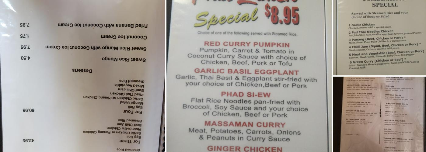 A Gem of Thailand Menu