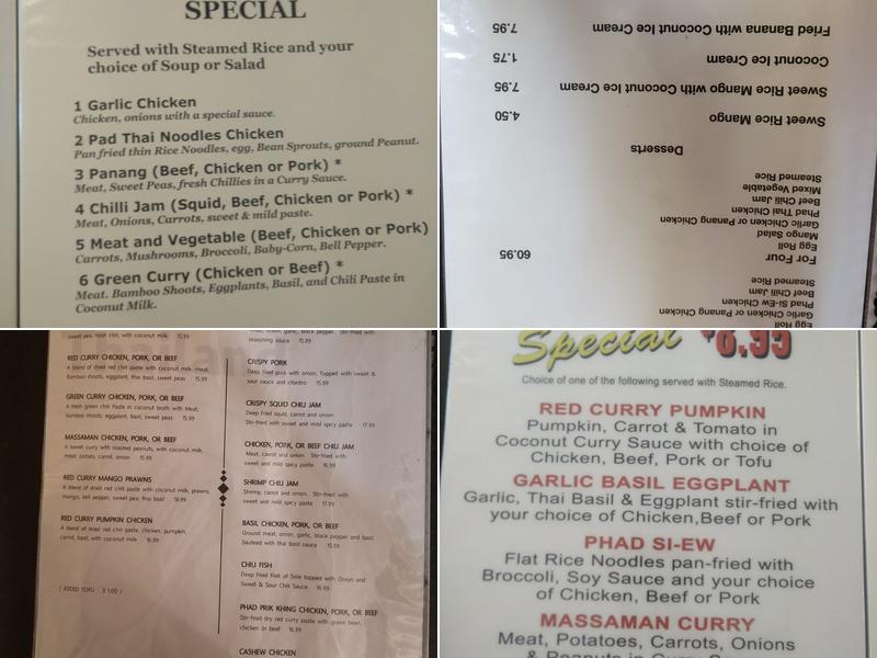 A Gem of Thailand Menu
