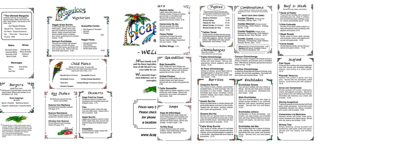 Acapulco Menu