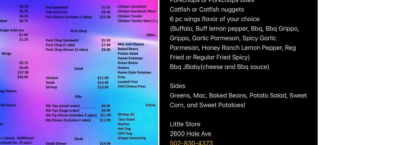 Meka's Little Place Menu