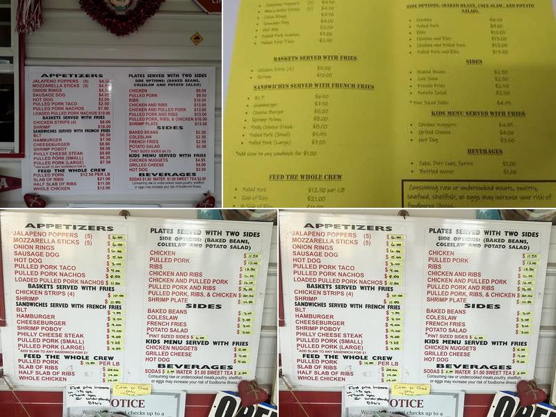 D&W's Backyard BBQ Menu