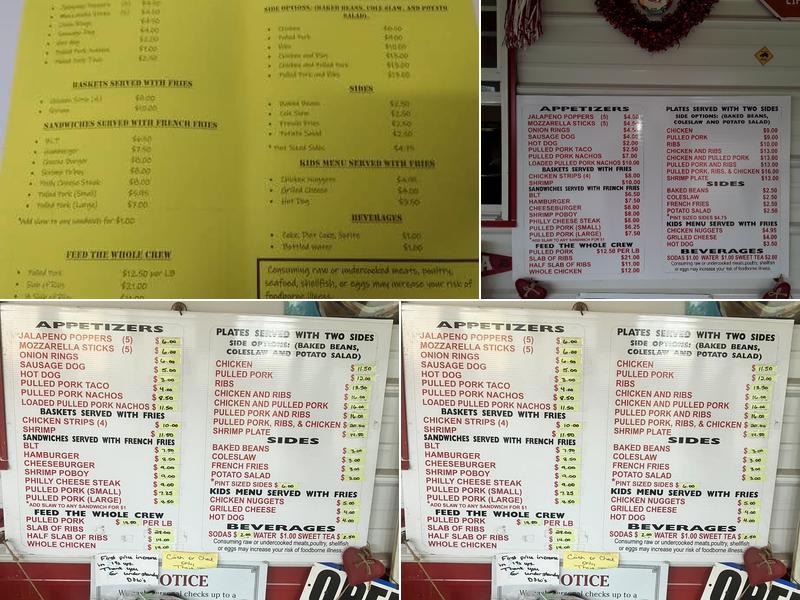 D&W's Backyard BBQ Menu