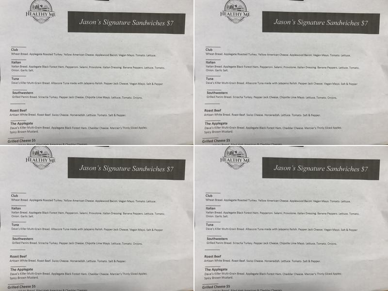 Healthy Me of Blue Ridge Menu