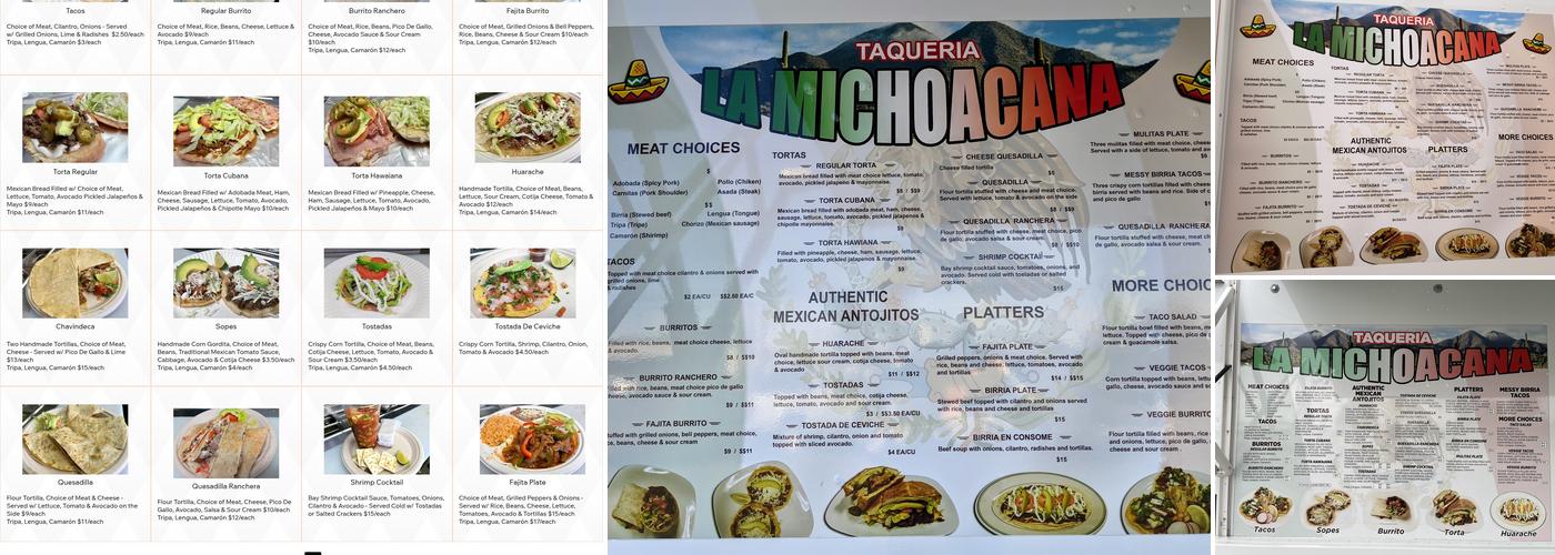 Taqueria La Michoacana Menu
