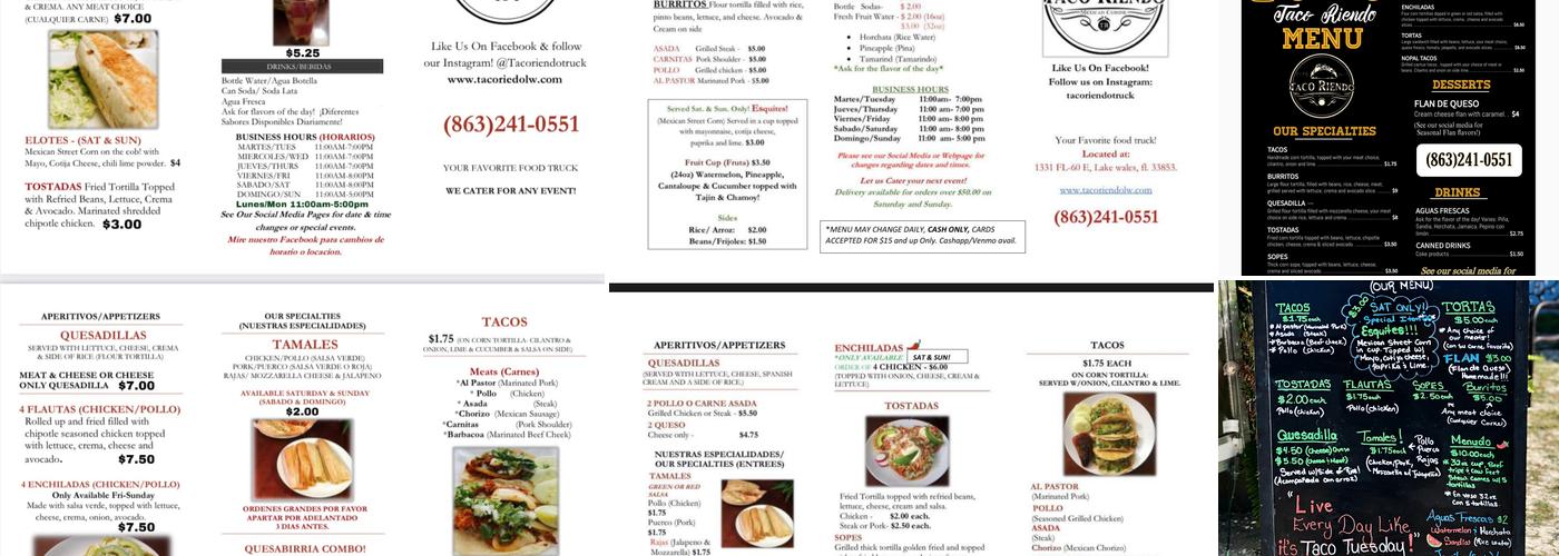 Taco Riendo Menu