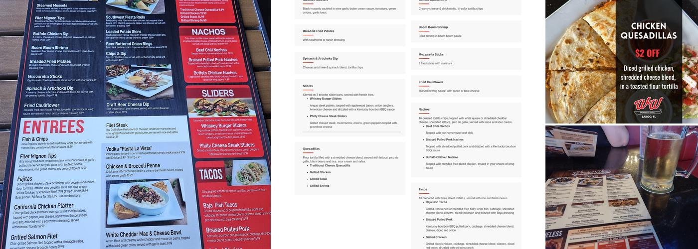 Whiskey Wings Largo Menu