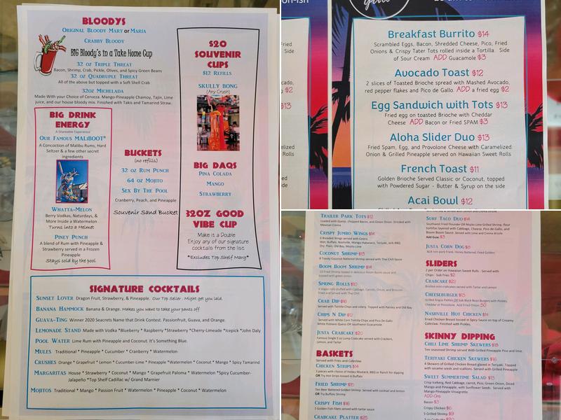 Crabcake Poolside Menu