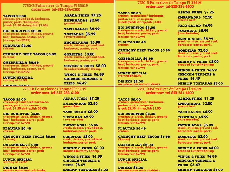 Taco Truck Menu