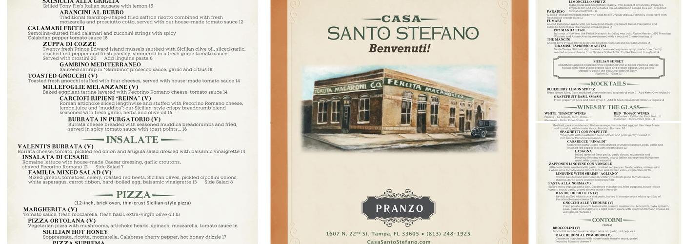 Casa Santo Stefano Menu