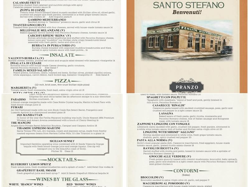 Casa Santo Stefano Menu