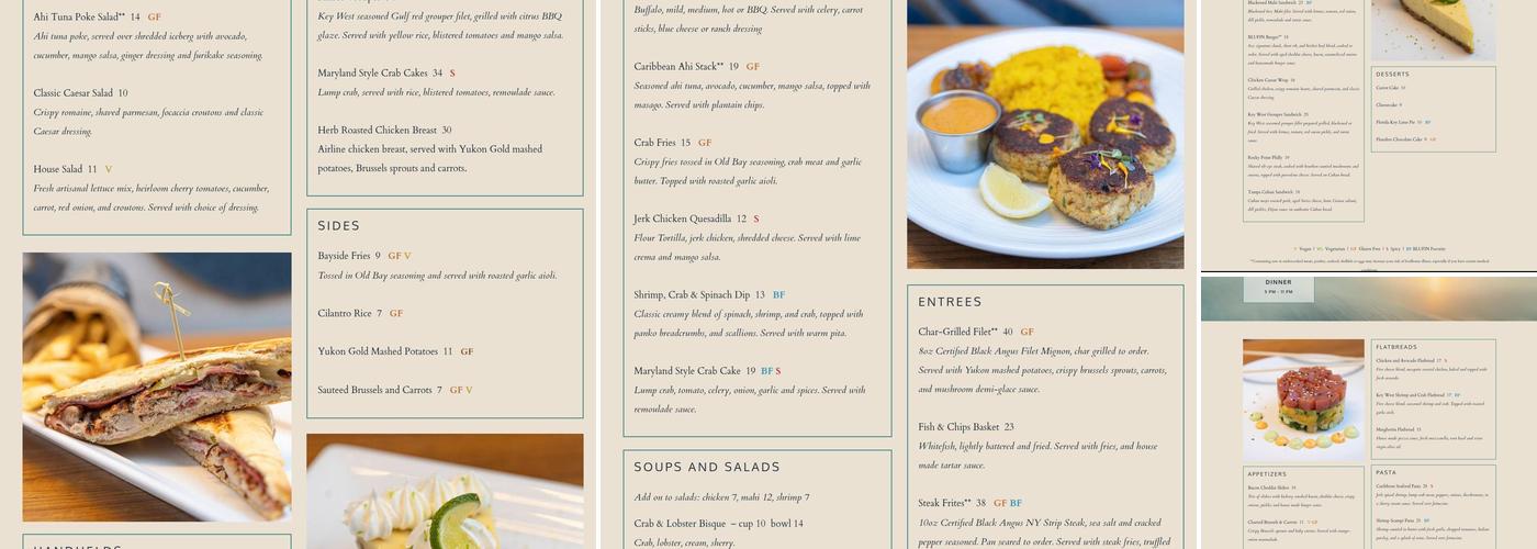 BLUFIN Waterfront Grill Menu