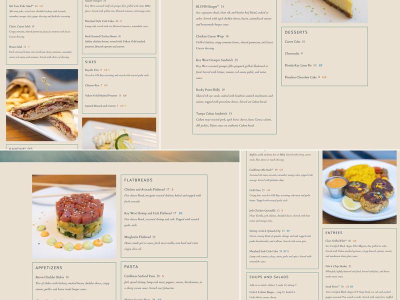 BLUFIN Waterfront Grill Menu