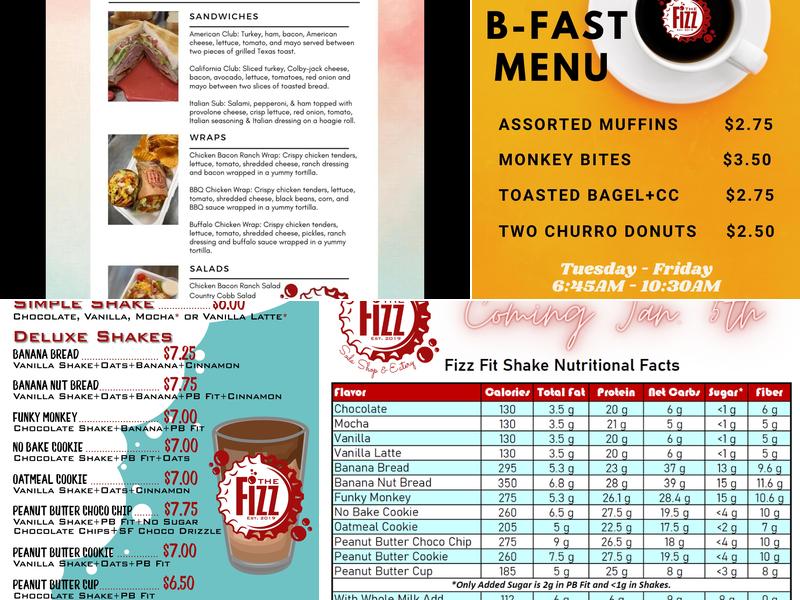 The Fizz Soda Shop & Eatery Menu