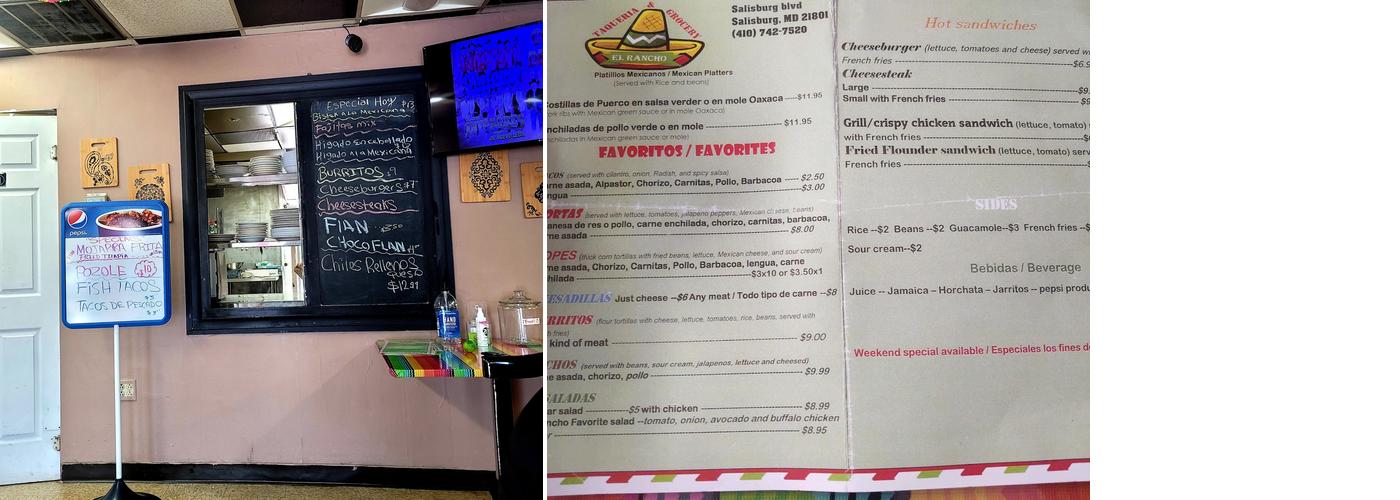 El Rancho Menu
