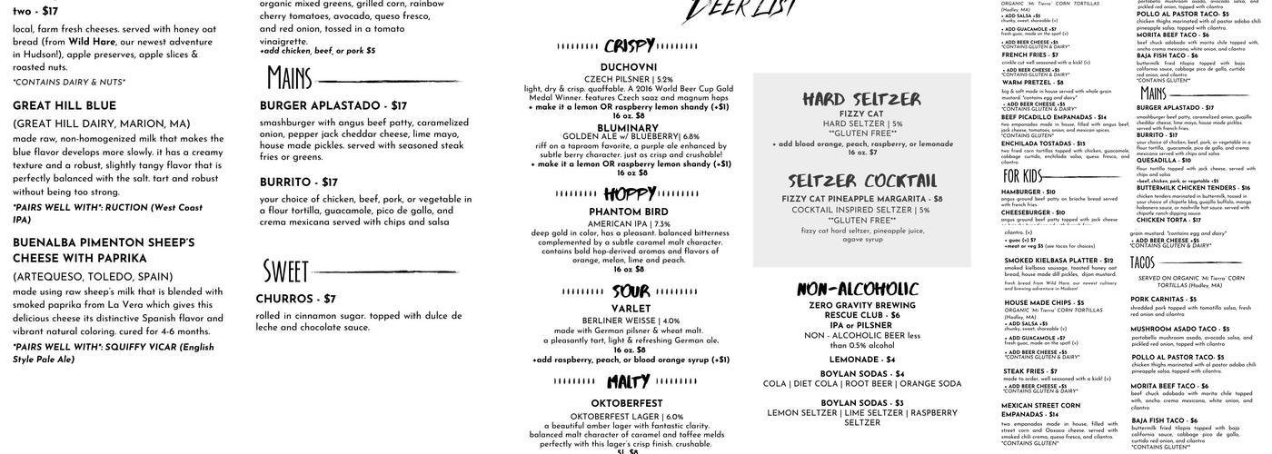 Medusa's Downtown Beer Garden Menu